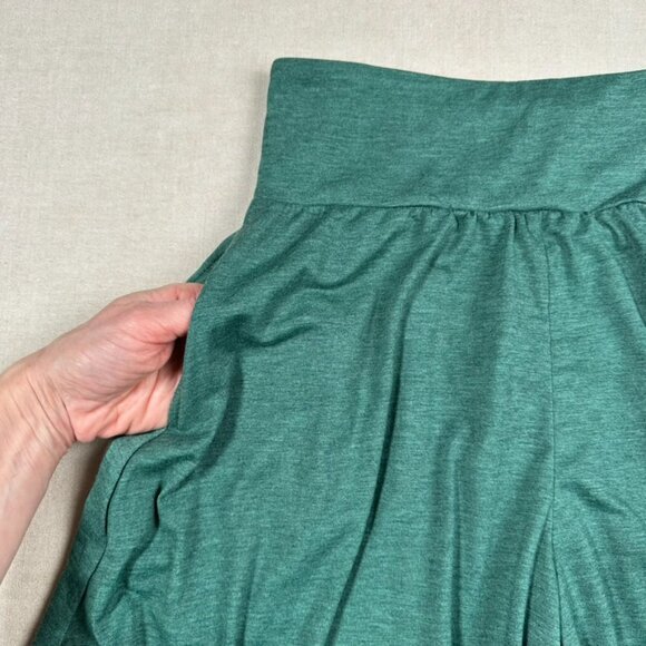 Halara Womens Small Pants High Waist Ruffle Hem Cropped Flared Pockets Green NEW - Picture 5 of 10